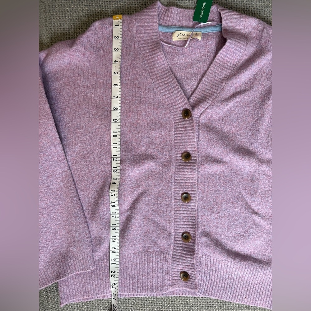 Free People Cool Of The Night Cardigan Lilac Spell Melange M NWT Oversized - Picture 10 of 14